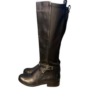 Michael Kors Size 6.5 Arley Genuine Leather Women’s Riding Boots Black Stretch